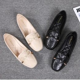 Casual Shoes 2024 Designer Spring Fashion Woman Bowknot Square Toe Lolita Soft Flats Black Kawaii Barefoot Fitting Female Loafers