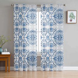 Window Treatments# Texture Pattern Ethnic Style Tulle Curtains Living Room Kitchen Chiffon Curtain Bedroom Balcony Sheer Curtain Fashion Home Decor Y240517