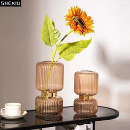 Vases Creativity Vertical Grain Glass Vase Hydroponics Flowers Pots Flower Arrangement Desk Decoration Floral Modern Home Decor