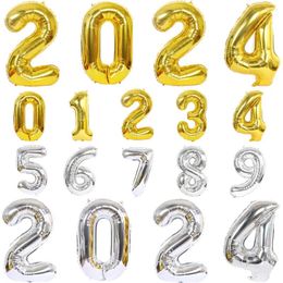 Party Decoration 40inch Big Number Foil Balloons Gold Silver Helium 0-9 Balloon Birthday Wedding Year 2024 Decor Figures Globos