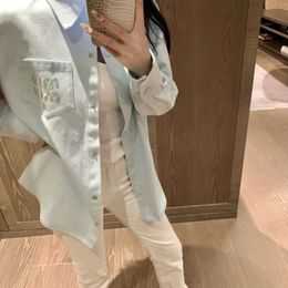 Women's T-shirt Mm Family 24ss New Hot Diamond Shirt Coat Female Letter Embroidery Decoration Fashion Versatile Loose Casual Women