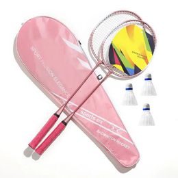 Badminton Set For Adults Professional Racket Light Weight Rackets With High Elastic Buffer Handle Gift Family 240516