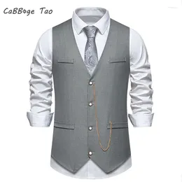 Men's Vests Spring Suit Vest With Solid V-neck Chain And Casual Slim Fit Comfortable Refreshing Top