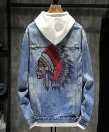 Men039s Denim Jacket Hip Hop Retro Jeans Coat Street Vintage Embroidered Indian Denim Jacket Fashion Slim Long Sleeve Size MXX5127667