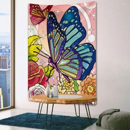 Tapestries Botanical Flower Butterfly Scene Home Decor Tapestry Hippie Boho Mandala Room Wall Beach Towel