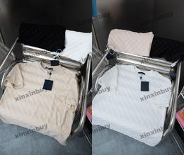 xinxinbuy Men designer Tee t shirt 2024 Italy Chessboard grid Towel fabric short sleeve cotton women black white blue S-XL