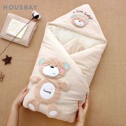 Sleeping Bags Coloured cotton baby blanket winter thick detachable inner cushion bedding newborn blanket cartoon animal design baby blanket Y240517