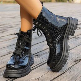 Boots European And American Short 2024 Oversized Stone Pattern Simple Thick Soled Women's Zapatillas De Mujer Sneakers