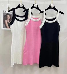 Elegant Slip Knitted Dress Casual Women For Summer Circle Letters Ice Silk Slimming Vest Sundress For Lady3201821