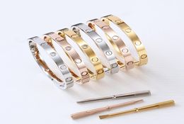 Classics Fashion Jewellery Rose gold Silver 316L stainless steel screw bangle diamond bracelet with screwdriver men and women lover 1402953