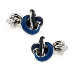 Cuff Links Wholesale and retail of high-quality copper blue cufflinks with mens double-sided knot cufflinks