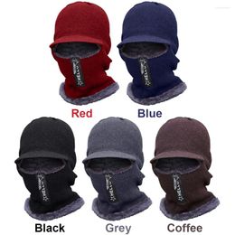 Berets Winter Face Mask Cap With Brim Unisex Thick Knit Beanie Balaclava Hat Warm For Cold Weather