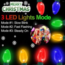 Party Favour E2 4x Flashing Christmas Light Necklaces LED Bulb Necklace Blinking Holiday Up Adult Kid Xmas