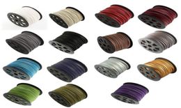 100yard lot 3MM x 15MM One Side PU Leather Covered Faux Suede Cord Lace Bracelet Necklace Making String You Pick Color3827506