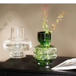 Vases Minimalist Spiral Transparent Glass Vase Hydroponics Flower Pots Desk Decoration Artificial Flowers Modern Home Decor