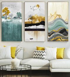 Modern Abstract Golden Foil Sun Deer Canvas Oil Painting Wall Art Picture for Living Room Nordic Poster Prints Scandinavian Home D6746729