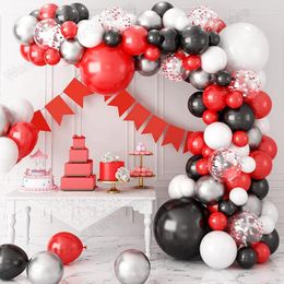 Party Decoration 66Pcs Red Balloon Garland Arch Kit Black Metallic Silver Confetti Balloons Wedding Baby Shower Birthday Decorations