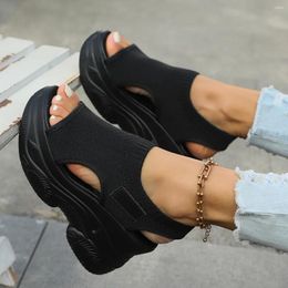 Casual Shoes Women Sandals 2024 Summer Wedge Heels Cloth Cover Foot Thick-soled Fashion Platform Zapatos Mujer