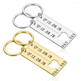 Keychains Date Keychain Set Engraved King And Name Love Keyring Gift For Couples Girlfriend Boyfriends Key Chain Rings