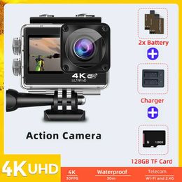 Sports Action Video Cameras Waywalkers 2024 New Motion Camera 4K30FPS WiFi Go with Remote Control Dual Screen Waterproof Motion Camera Pro Driver Recorder J240514