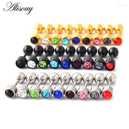 Stud Earrings Alisouy 1 Pair Steel Crystal Cartilage Barbell Ear Piercing 18G Jewellery Simple Unisex