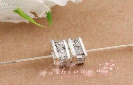 120pcslots Silver Plated Clear Rhinestone Square Spacers Beads 6mm For Jewellery Making Bracelet Necklace DIY Findings79893666652809