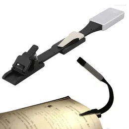 Table Lamps Portable Warm White 1600K-6000K Memory 0.3W Type C Rechargeable Flexible Neck Clip LED Book Light For Reading