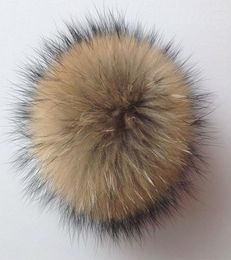 Beanie/Skull Caps Natural Raccoon Fur Pompoms y Big Ball Pom Poms DIY Pompon Accessories For Scarves Hats Bags Shoes 12-15cm Oliv225124875