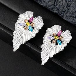 Dangle Earrings Heart Shape Metal Multi Color Crystal Stone Earring Stud For Women Gold Post Fuchsia Purple Jewelry