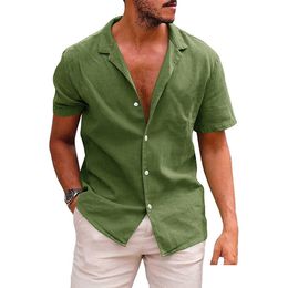 Mens Casual Shirts Hawaiian Floral Shirt Loose Tropical Holiday Linen Beach Drop Delivery Apparel Clothing Dhc41