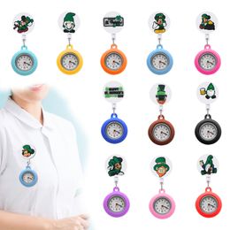 Wristwatches Saint Patricks Day Clip Pocket Watches Watch Nurse Badge Accessories Hospital Medical Fob Clock Gifts Clip-On Lapel Hangi Ot1Rl