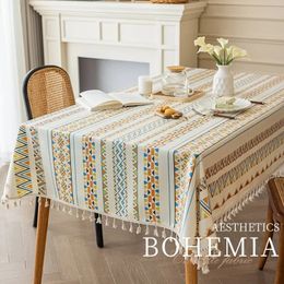 Bohemian Tassels Tablecloth Waterproof And Oil-Resistant Table Cloth Washable Tablecloth Tea Table Dining Table Decoration 240517