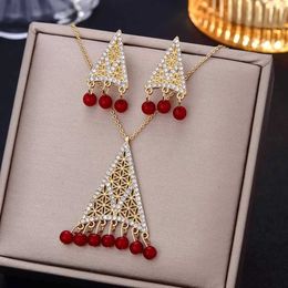 Wedding Jewellery Sets Vintage African Pearl River Delta Diamond Necklace Earring Set Indian Crystal Bridal Bijoux