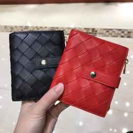 2021 spring design new wallet top quality Luxury genuine crochet leather short woman's purse with card holder Zipper coin pocket f 2816