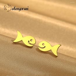 Stud Earrings CHENGXUN Fish Fisch Ohrringe Schmuck Stainless Steel Animal Jewellery For Women Girls