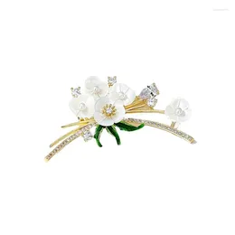 Brooches Exqusite Elegant Flower Crystal Badges For Women Men Fashion Enamel Rhinestone Plant Pins Jewellery