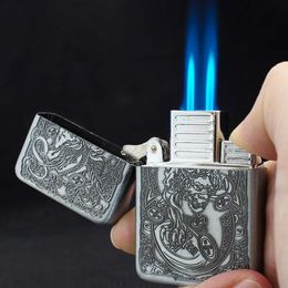 Zd933-16 Brave Troops Emment Craft Double Fire Jet Flame Lighter Metal Windproof Igniter Tobacco Wholesale