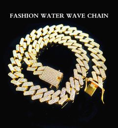 High Quality Fashion Decorative Necklace 20mm Three Row Diamond Miami Cuba Chain Full of Zircon Men039s Hip Hop5169840