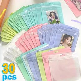 Jewelry Pouches 10/20/30pcs Zip Bags Candy Color Reclosable Plastic Cookie Food Storage Bag Zipper Clear Gift Packaging Case
