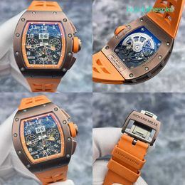RM Racing Wrist Watch Rm011 Ak Ti Skeleton Dial Copper Titanium Material Calendar Timing Automatic Mechanical Mens Watch