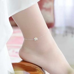 Anklets Sterling silver printed ankle bracelet womens chain single-layer beach accessories Jewellery d240517