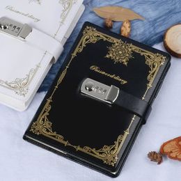 A5 Creative School Office Supplies Password Book Stationery Personal Diary Vintage Notebook with Lock for Writing and Journals 240517