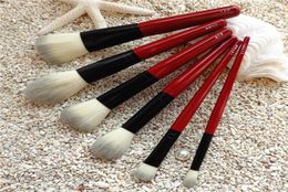 Dropship Hakuhodo Sep 6piece Red Makeup Brush Set Bevel Large High Light Blusher Small Highlight Halo Bevel angle Eye shadow Brush9374426