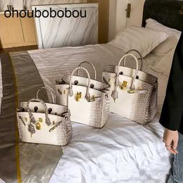 Handmade Handbag Leather Top Handbag Bag Luxurys 2024 Fashion Versatile Alligator Pattern Women's Single Shoulder Crossbody Women's Large Capacity Cy
