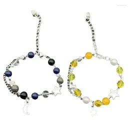 Charm Bracelets 50JB 2pcs Stylish Beaded Bracelet Set Moon And Star Matching Wristchains For Couple