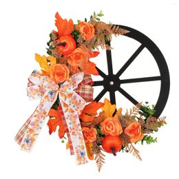 Decorative Flowers Hanging Garland Artificial Wreaths Autumn Pumpkin Wreath Front Door For Wedding Bedroom Dining Room Holidays Restaurant