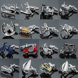 Cuff Links Fun and Cute Stainless Steel Cufflinks Horse Boat Bicycle Automatic Bicycle Fashion Design Cufflinks Mens Bar Party Sleeve Accessories High Quality Gift