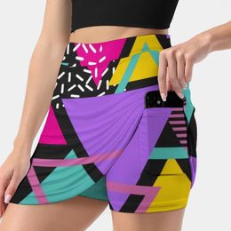 Skirts Memphis Triangles Women's Skirt Sport Skort With Pocket Fashion Korean Style 4Xl Pattern Vector Background