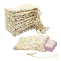 Bath Brushes Sponges Scrubbers Soap Exfoliating Bags Natural Ramie Bag Mesh With Dstring For Foaming And Drying The Lx2473 Drop Delive Dh6Fr