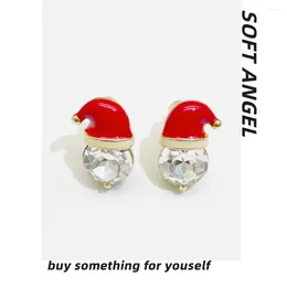Stud Earrings Women's Christmas 2024 Trend In Year Jewelry Gift Santa Claus Hat Reindeer Piercing Ear